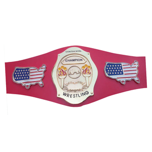 Cinturón de Campeón de Lucha Libre Continental con Diseño de Mapa de EE. UU., Placa Dorada y Correa Rosa, Cinturones de Título Coleccionables Premium - Product Image 6