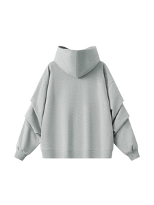 Sweat-shirt à capuche unisexe surdimensionné gris uni en molleton de coton avec impression numérique, respirant, poche kangourou, coupe classique, idéal pour l'automne - Product Image 6