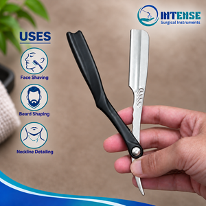 Professional Barber <b>Razor</b> <b>Set</b> with 3 Replacement Blades Stainless Steel Straight Edge Shaving <b>Razor</b> for Men Salon - Product Image 2