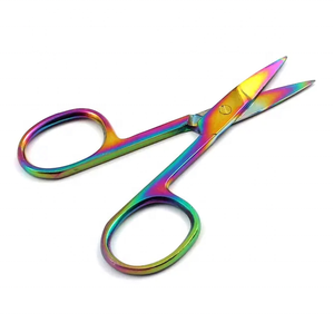 Tijera de uñas para cutículas arcoíris de varios colores de titanio curvada 3,5" - Product Image 2