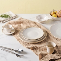 Service de table en porcelaine crème blanche style bohème classique ST, assiettes à pâtes, plats plats en céramique, style européen, écologique, compatible lave-vaisselle