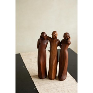 Wooden Figurative Sculpture Handmade Contemporary Three Women Tabletop Decor Living Room <b>Ornament</b> - Product Image 5