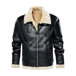 Veste de moto vintage en cuir véritable pour homme, imperméable, coupe-vent, écologique, réversible, col montant, fermeture éclair, hiver - Product Image 2