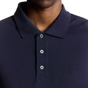 Polo à manches longues blanc pour homme, best-seller, respirant, en coton premium, look classique décontracté, idéal pour l'été, option logo personnalisé - Product Image 4