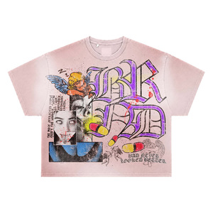 T-shirt formel surdimensionné pour homme, manches courtes, tricoté 100 % coton, imprimé sérigraphié, col roulé, coupe classique, couleur unie - Product Image 1