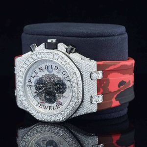 Splendid Gift Jewelry Luxury Diamond <b>Watch</b> 28mm Analog Quartz Men's Moissanite Silver <b>Case</b> Sapphire Crystal ETA Movement 10m - Product Image 3