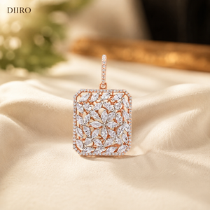 Collier pendentif en moissanite plaqué or rose, coupe marquise, design fleur, bijoux de luxe pour femmes - Product Image 3