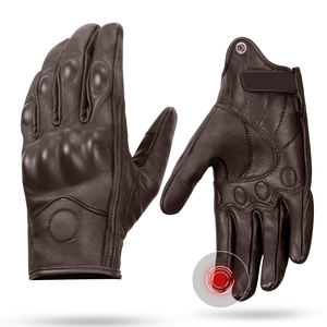 Guantes de Motocicleta de Cuero Premium con Protección, Puño Corto, para Conducción Urbana, Pantalla Táctil, Cómodos, con Protección para Pulgar y Dedos, Guantes de Carreras - Product Image 1