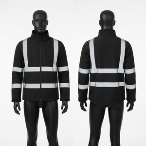 Veste de travail pour homme en toile Softshell à capuche Blackhardson Premium 220g, noire, avec logo personnalisé sur le devant, pour l'automne - Product Image 1