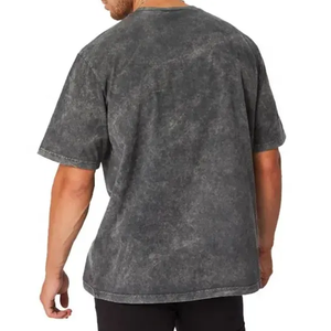 เสื้อยืดสำหรับผู้ชายเสื้อยืดโอเวอร์ไซส์สำหรับผู้ชายเสื้อยืดล้างหินลายสตรีทซักได้ออกแบบโลโก้ได้ตามต้องการ - Product Image 3