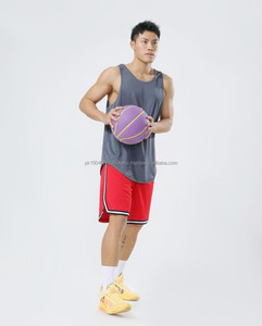 Pantalones cortos de baloncesto holgados con rayas laterales para hombre, pantalones cortos deportivos de secado rápido de poliéster hasta la rodilla, pantalones cortos de baloncesto con logotipo personalizado - Product Image 4