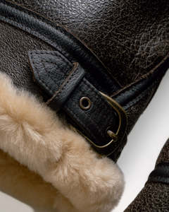 Chaqueta de Aviador de Cuero Genuino Marrón para Hombre, con Forro de Piel, Cierre de Cremallera, Estilo Motero para Invierno - Product Image 6