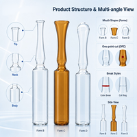Ampoules en verre transparent bleu ambre, disponibles en plusieurs tailles, flacons en verre vides pour le stockage de liquides, vendus en gros.