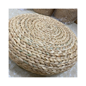 Woven Water Hyacinth Ottoman <b>Footrest</b> Decorative Floor Cushion Pouffe For Farmhouse Bedding Living Room Chair - Product Image 1