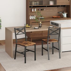<b>Dining</b> <b>Chair</b> Set of 2, <b>Rustic</b> Wooden Kitchen <b>Chairs</b> with Backrest, Farmhouse <b>Dining</b> <b>Chairs</b> for Kitchen, Industrial Style <b>Chair</b> - Product Image 5
