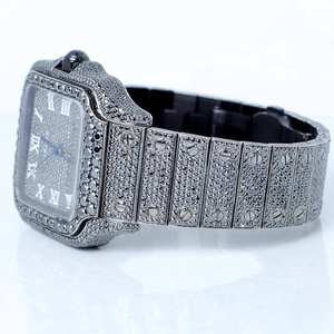 Montre automatique BOJ CATie.R014 entièrement noire, avec diamants romains VVS, verre luxueux, acier inoxydable, entièrement sertie de moissanite, mouvement automatique, 41 mm - Product Image 3