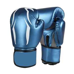 Guantes de Boxeo Azules de PU con Cierre de Velcro, Transpirables, para Adultos, Equipo de Entrenamiento Profesional de Cuero - Product Image 1