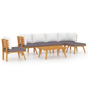 Set lounge da giardino in legno massello di acacia grigio scuro - Product Image 2