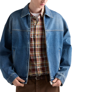 Chaqueta Bluson de Mezclilla Lavada Premium para Hombre, Chaqueta de Algodón con Cierre, Ropa de Calle, Fabricante de Ropa con Etiqueta Privada Personalizada OEM - Product Image 3