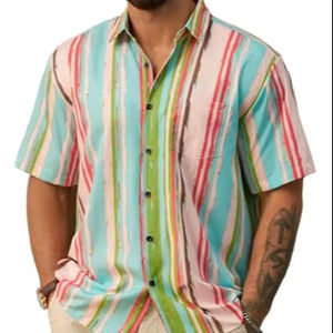 Chemise imprimée pour homme à manches courtes, style hawaïen tropical, décontractée, boutonnée, pour l'été, motif floral coloré, haut pour homme, été - Product Image 1