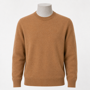 Pull en cachemire sophistiqué à col rond, tricoté et poli, coupe ajustée et décontractée, avec fonction de séchage rapide - Product Image 1