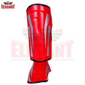 Protège-tibias et protège-pieds en cuir pour boxe, Muay Thai et Kickboxing, avec fermeture auto-agrippante renforcée - Product Image 2