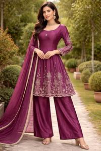 Designer <b>Green</b> Embroidered Kurti Palazzo Set with Dupatta for Women | Festive Ethnic Wear Suit - Product Image 5