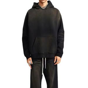 Conjunto Deportivo con Efecto Deslavado, Sudadera con Capucha y Pantalones, 100% Algodón, Estilo Holgado, Unisex - Product Image 1