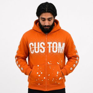 Sudadera con capucha de algodón 100% personalizada para hombre, de invierno, de peso pesado, bordada, de forro polar, estilo urbano, con cremallera metálica, para compradores estadounidenses. - Product Image 2