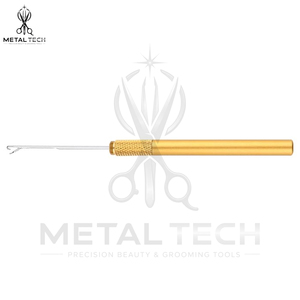 Gold Metal Handle Hair Extension Micro Link Pulling <b>Needle</b> Latch Hook Loop <b>Threader</b> Tool Wholesale Salon Weaving Hardware - Product Image 3