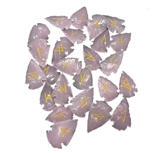 Juego de runas de punta de flecha de cuarzo rosa de alta calidad, runa de cristal, energía Wicca, piedra natural para adivinación y meditación intuitiva - Product Image 6