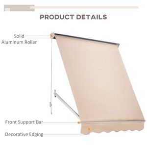 Tenda da Sole Estensibile in Lega di Alluminio per Finestre e Porte, Operazione Manuale, Copertura per Balcone in Policarbonato Rivestito per Protezione dalla Pioggia - Product Image 4
