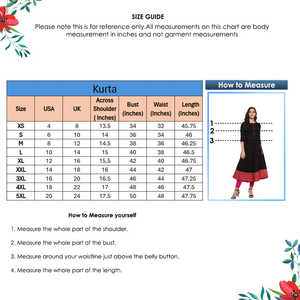 Kurta Anarkali negra de rayón estampado para mujer, con cuello redondo y mangas tres cuartos, diseñada para uso casual y festivo de estilo étnico global. - Product Image 6