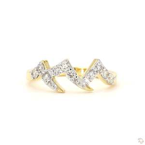 Designer diamond <b>crown</b> chevron open <b>ring</b> with brilliant round stones premium luxury fashion fine jewelry collection - Product Image 1