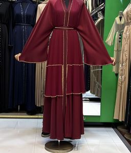 Hermosa abaya caftán con pedrería, lentejuelas hechas a mano, estilo árabe de Dubái, corte amplio, tela Nida, vestido de noche para fiesta. - Product Image 3
