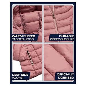 Chaqueta acolchada ligera para mujer, tipo plumón, con capucha y bolsillos, cálida, para invierno. - Product Image 3