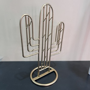Modern Metal Cactus Jewelry Stand Gold Plated Necklace <b>Holder</b> <b>Earring</b> Organizer Decorative Display Rack - Product Image 3