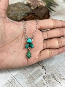 Handmade Kingman Turquoise <b>Necklace</b> Sterling Silver Southwestern Boho Artisan <b>Statement</b> Jewelry Natural Gift for Her - Product Image 2