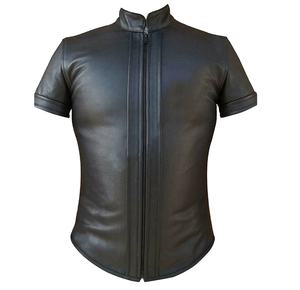 Vente chaude nouvelle mode hommes coupe-vent en cuir fermeture éclair T-Shirt respirant grande taille avec motif imprimé - Product Image 1