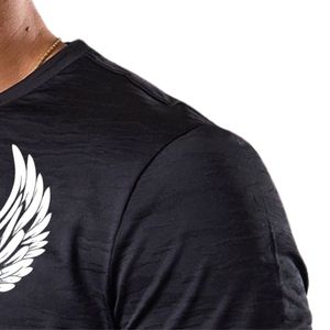 Camiseta Deportiva Negra para Hombre, Estilo Space Dye, Cuello Redondo, Manga Corta, para Entrenamiento, Gimnasio, Running, Ropa Deportiva Informal - Product Image 5