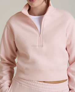 Sudadera de Invierno para Mujer de la Mejor Calidad, 100% Algodón, Forro Polar, Talla Grande, con Media Cremallera, Estilo Urbano, Personalizable con Logotipo - Product Image 4