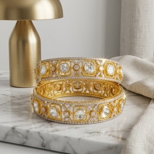 Luxury 925 Silver Monzo Bangles Luxury Crystal Designer <b>Kada</b> Bracelet Set for Women Wedding Jewelry - Product Image 2
