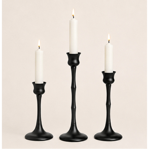 Modern Matte <b>Black</b> Metal Taper Candle <b>Holder</b> Set of 3 Iron <b>Candlestick</b> Stand for Home Decor and Christmas Table Settings - Product Image 1