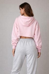 Sudaderas con Capucha de Algodón Rosa Personalizadas de Alta Calidad con Logotipo, Manga Larga, Estilo Crop Top para Mujer, Ropa de Gimnasio, para Actividades al Aire Libre, con Logotipos Privados - Product Image 6