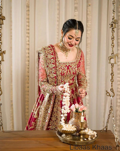 Traje de Novia Pakistaní con Lehenga Bordada para Bodas de Invierno, Vestido de Novia con Adornos de Cristal, Corte en A, Tallas Grandes para Mujer - Product Image 2