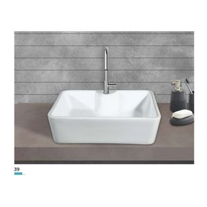 Stylish rectangular wall hung ceramic wash basin 470x385x130mm glossy white floating bathroom sink with half pedestal - Product Image 1