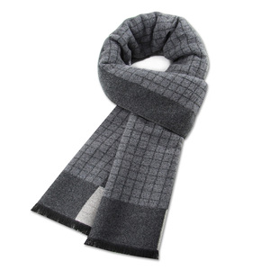 Écharpe Jacquard Épaisse à Carreaux en Mélange de Laine Teinte en Fil, Écologique et Personnalisée, pour Homme, Style Business Décontracté, Chaude, avec Pompons - Product Image 4