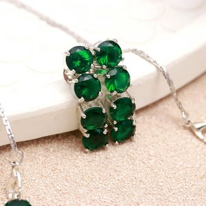 Top Selling Classic Emerald Gemstone Necklace Set White Gold Plated Wedding Jewellery Gift for Her - Product Image 2