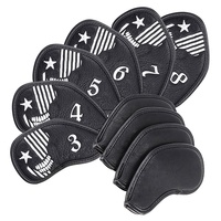 Housses de tête de fer de golf magnétiques vintage en cuir PU brodé avec logo, personnalisables en petite quantité, pour clubs de golf, vente en gros