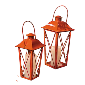 Vintage <b>Red</b> Powder Coated Metal <b>Candle</b> Lantern Hanging Iron & Glass Decorative Holder For Indoor Outdoor Home & Party Decoration - Product Image 6